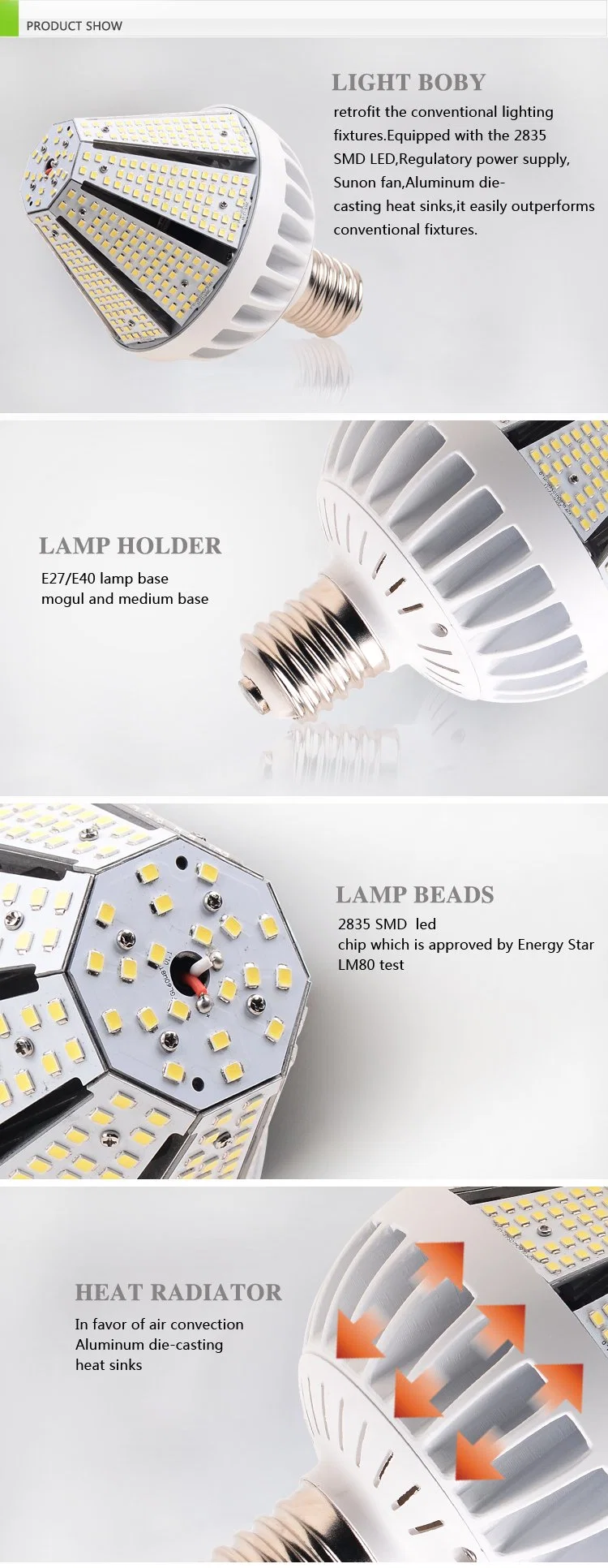 30W LED Corn Bulb with 120lm/W for Canopy Retrofit Kit